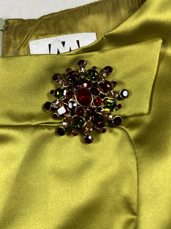 Vestido de cóctel Chartreuse de seda talla 4 con broche Foto 4 de 4