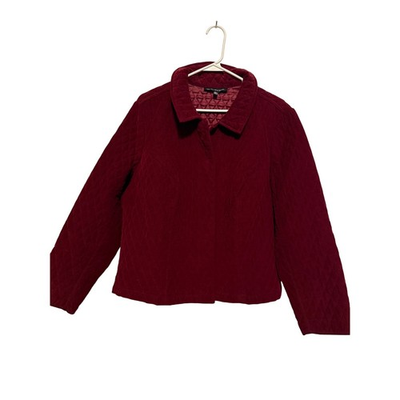#ad #ad Briggs New York Quilted Corduroy Jacket Burgundy Women#x27;s 20W Snap Front Collar $19.44
