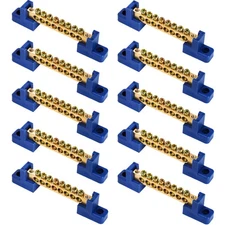 10 Pack Terminal Bus Bar, 8 Positions Screw Brass Terminal Grounding Strip Bu...