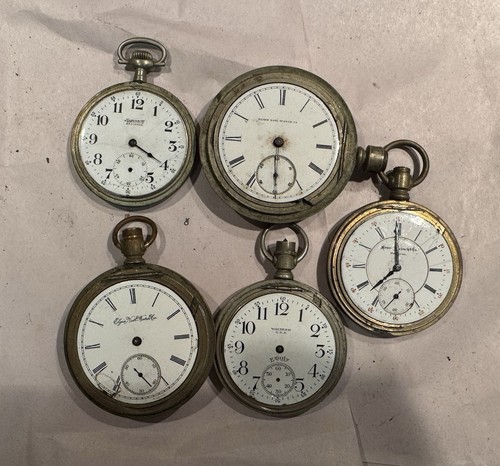 Hunter/Railroad Pocket Watches Lot Of 5 Antique
