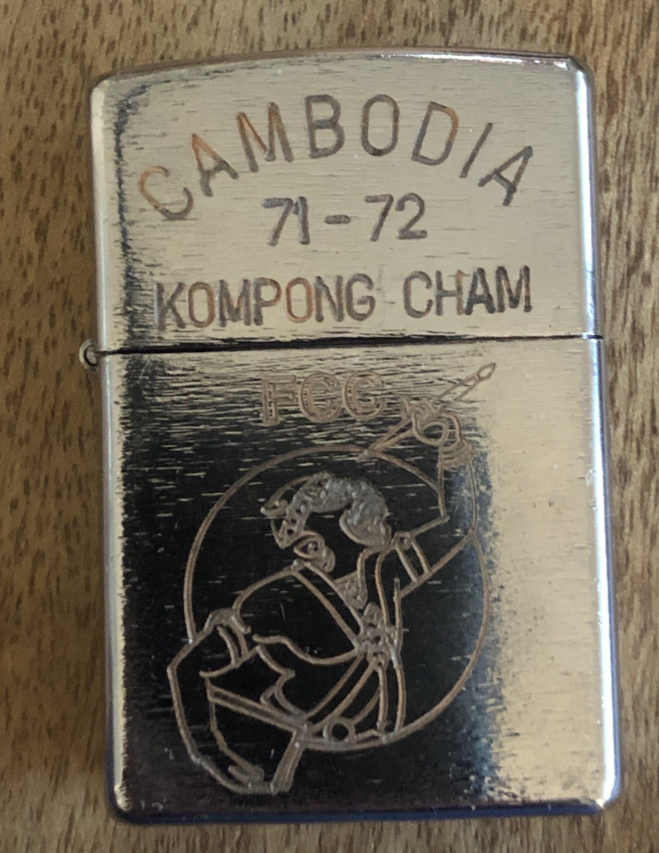 RARE Cambodia-Vietnam Zippo Lighter Original War Kompong Cham FCC