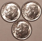 (3) 1963-D Roosevelt Dimes - AU - #6206E - FREE SHIPPING