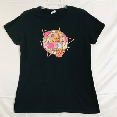 Disco ball Dancing Queen Ladies Sz M Short sleeve T shirt Port & Company Cotton