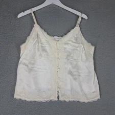 Shyanne Tank Top Women's XL Ivory Western Cottagecore Lace Feminine Cami Boho