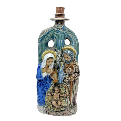 Vintage Collector's Vento Wine Bottle The Nativity Ceramic Made in Italy