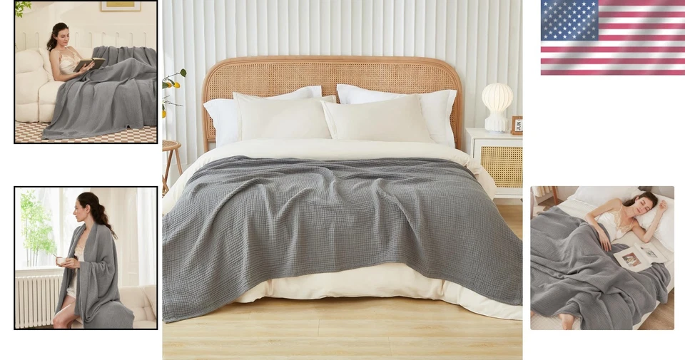 Manta de muselina de algodón tamaño king - suave, transpirable Foto 2 de 4