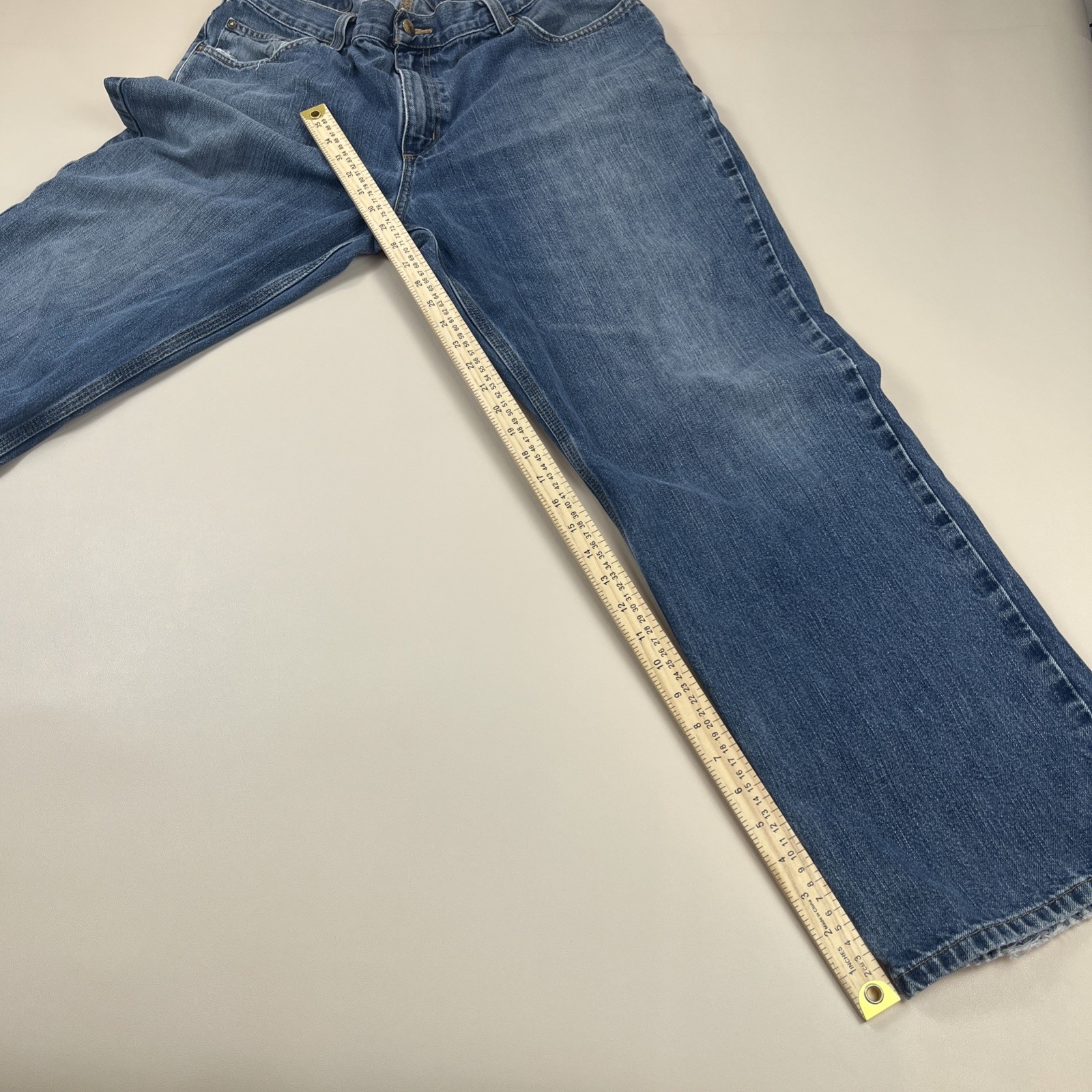 Carhartt Relaxed Fit Jeans Mens 38x32 Blue Workwear Lightly Distressed thumbnail 7