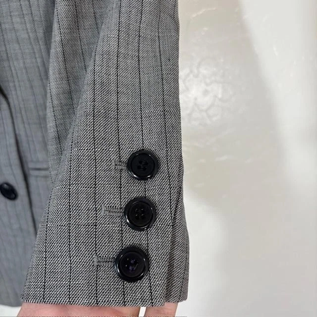 Blazer Escada Vintage Mujer 34 Gris Rayas Lana Doble Pecho Chaqueta Años 90 Foto 4 de 4
