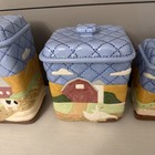 Vintage 1980’s Quilted Country Farm Canister Set Cow Chicken Duck Pig — photo 3