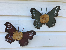 Butterfly Wall Decor Metal Rustic Wall Hangings Set Of 2 Butterflies NWOT 9x7