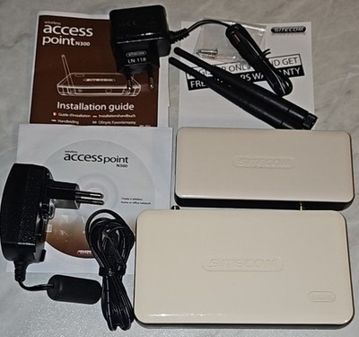Sitecom WL-331 Wireless Access Point N300 + LN-118 Switch   Komplettset , OVP