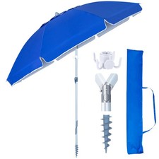 Heavy Duty High Wind Beach Umbrella with Sand Anchor Carry Bag Patio Outdoo...