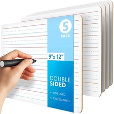 5 Pack 9x12 Lined Mini White Boards for Students - Double Sided White Board L...