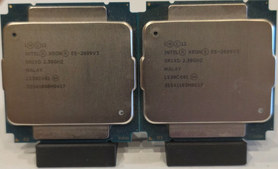 Matched pair Intel Xeon E5-2699 V3 2.3GHz 45MB LGA Processor SR1XD