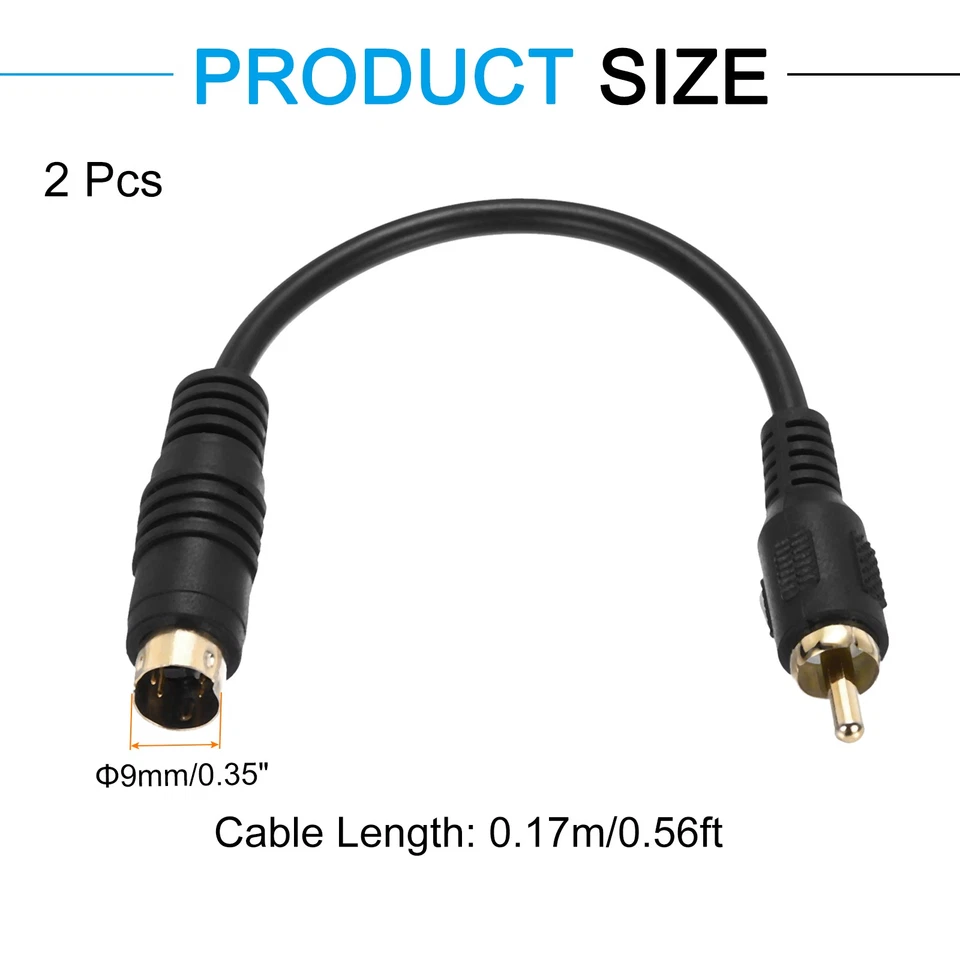 2PCS S Video Cable 0.56ft 4 Pin S-Video Male to RCA Male Composite Adapter - Image 2 of 4