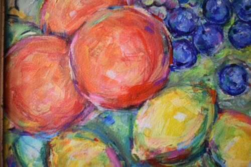 ORIGINAL Art Summer Fruit Orange Lemon Fruit Citrus Grapes Berries Pear Acrylic
