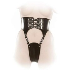Ledapol - Corsetto e slip in pelle in vita aperto in vari colori