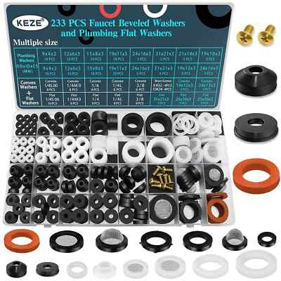 #ad #ad 233 Pcs Plumbing Faucet Washers Assortment Kit Assorted Spigot Water Hose Bib $27.09