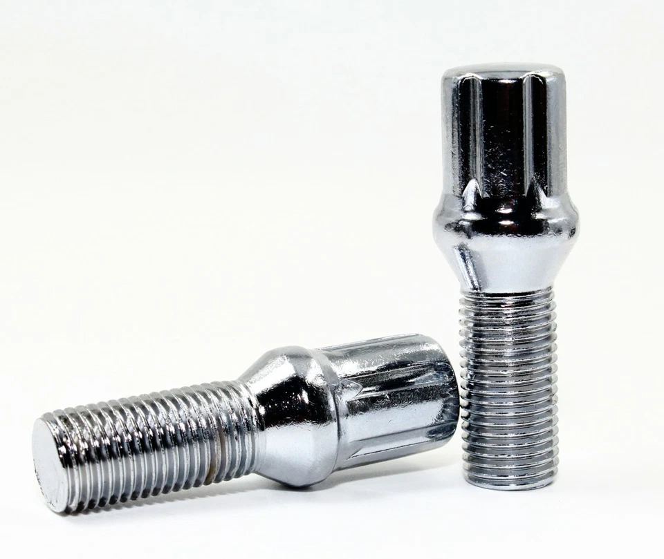 20 14x1.5 28 毫米镀铬样条凸耳螺栓锥形座椅适用于售后车轮奥迪  — 第 3/4 张图片