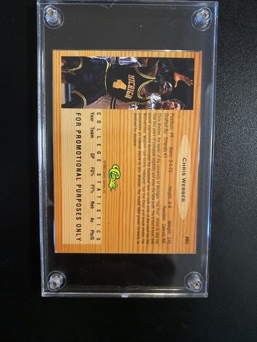 Chris Webber 1993-94 Selecciones Clásicas del Draft Promoción Novato Michigan Wolverines #PR1 - Imagen 6 de 7