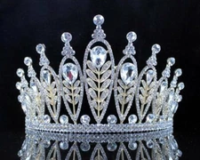Elegant Floral Clear Crystal Rhinestone Tiara Crown Bridal Pageant T11885 Gold
