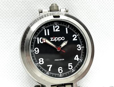 Rare! ZIPPO Limited Edition Chain Pocket Watch Black Dial / Silver