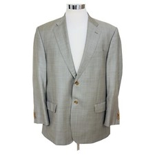 Giorgio Cavalli Men  s 46R Beige Windowpane Wool DBL Vent Blazer Italy EUC
