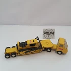 Vintage Tonka Toy. Tiny Range Lowboy Truck & trailer with bulldozer. YELLOW.