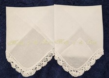 Set of Two Mother of the Bride Handkerchiefs with Lace Edge Corner