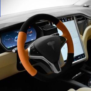 Details About Top Leather Steering Wheel Hand Stitch On Wrap Cover For Tesla Model S Model X