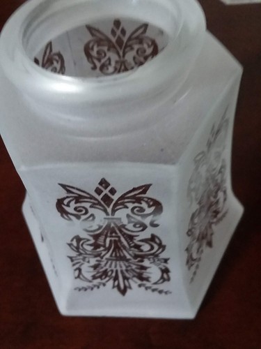 Set 3 Vintage Victorian Hexagon Frosted Glass Lamp Shade 2" Fitter Art Nouveau - Picture 9 of 17