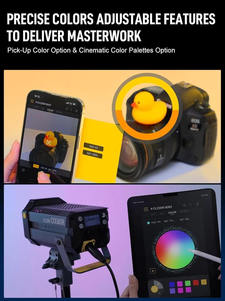 Luz de video COLBOR CL220R RGB 220W iluminación continua 2700-6500K CRI97+ Foto 3 de 4