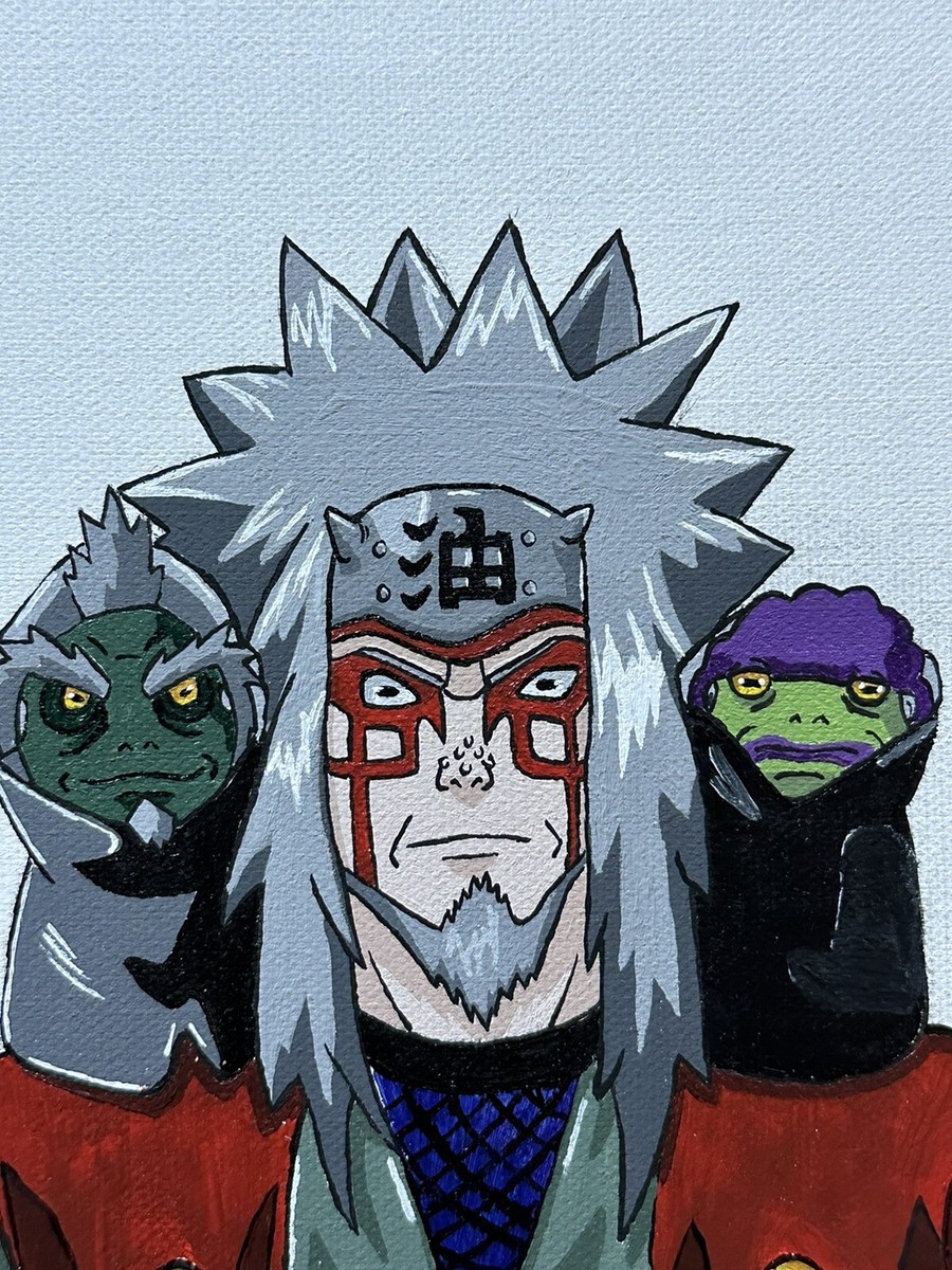 7.5x7.5 Inch Sage Mode Jiraiya Acrylic Painting on Stretched