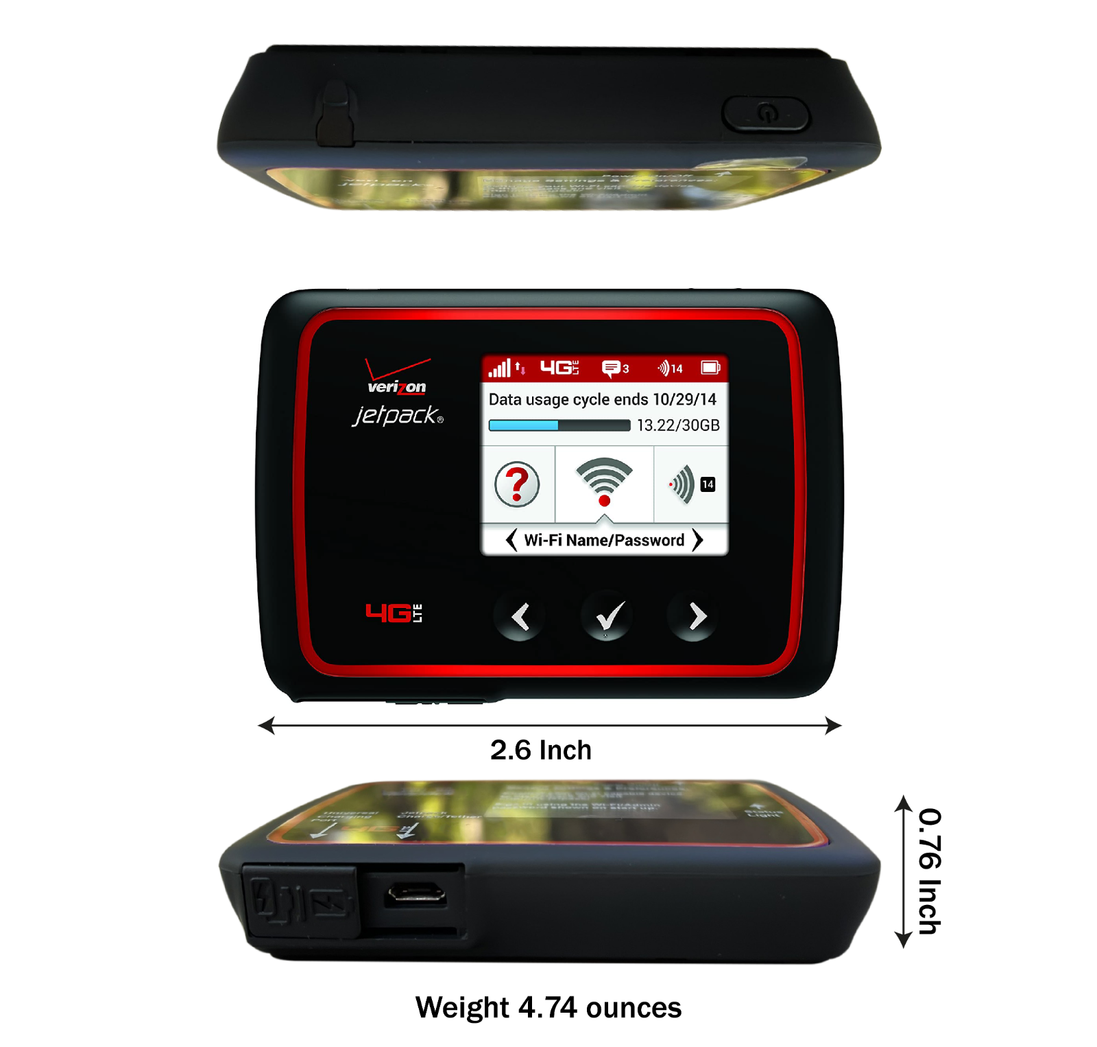 Verizon Jetpack 4G LTE Mobile Hotspot MiFi 6620L - Tethered Modem Connection