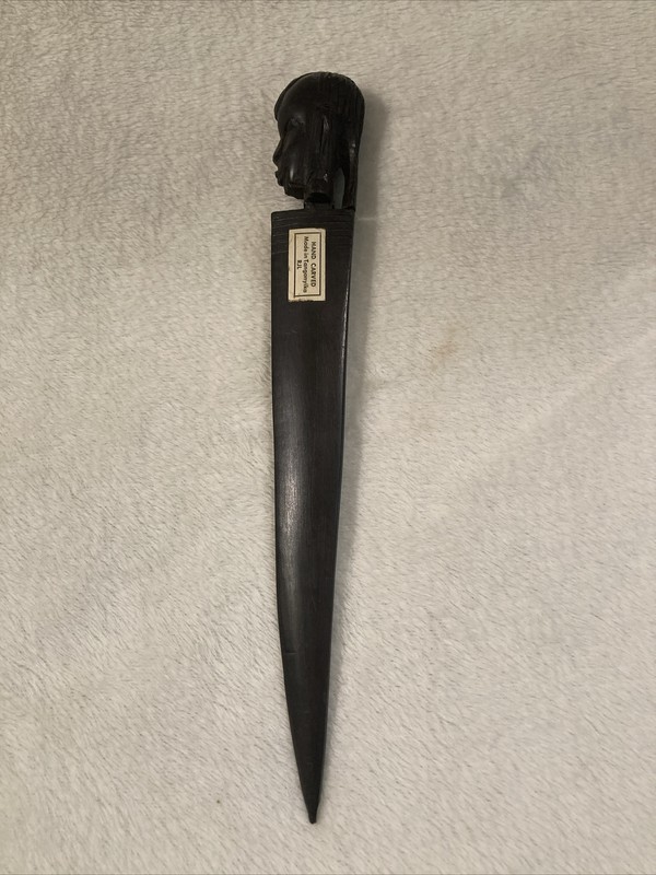 Vintage Hand Carved Ebony Made In Tanzania Letter Opener