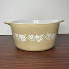 PYREX #473  1 QT SANDLEWOOD TAN Handles CASSEROLE No Lid  Vtg
