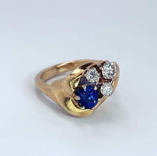 Unheated Cornflower Blue Sapphire Diamond Ring No Heat Ceylon Sapphire Ring 14K - 第 2/10 張圖片