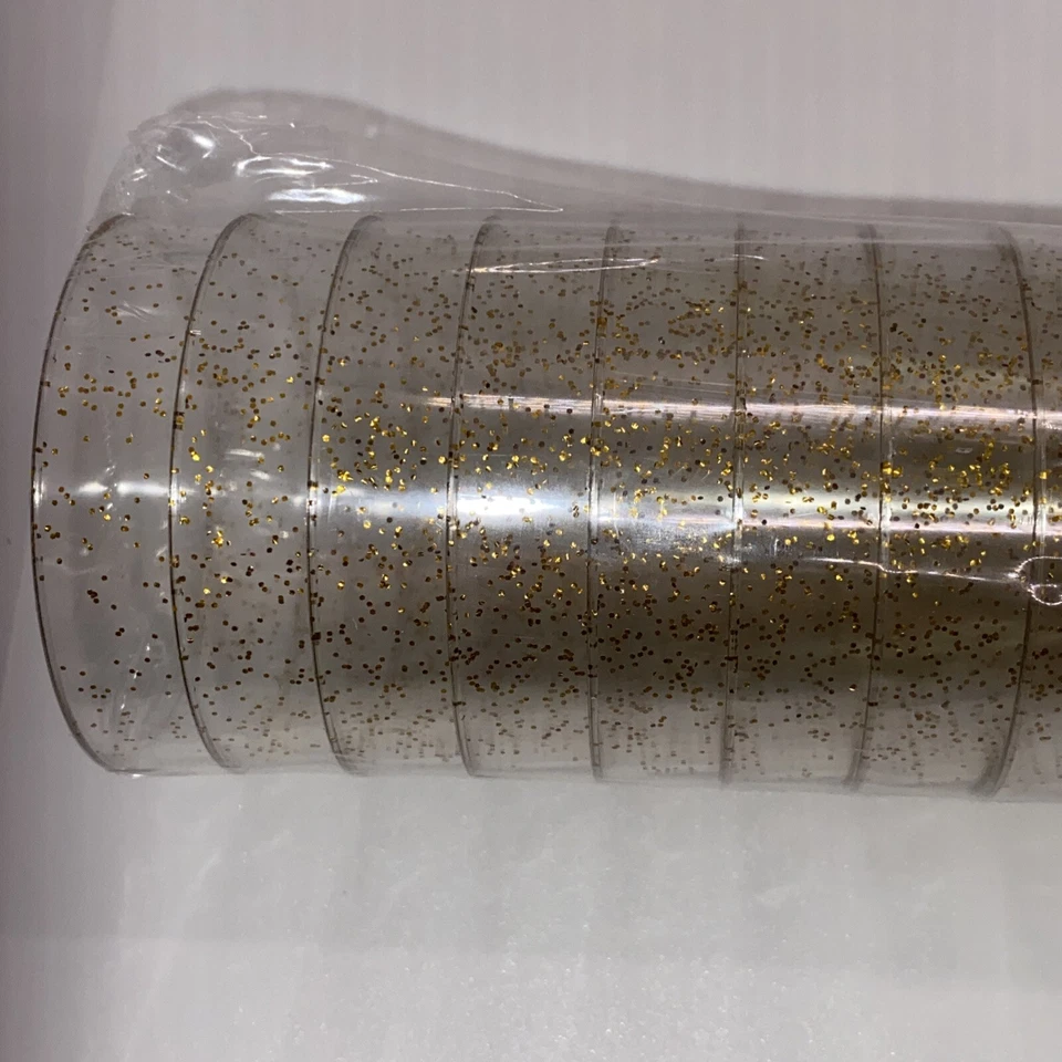 Paquete de 100 flautas de champán de plástico dorado brillante de 5 OZ de plástico transparente para fiesta de brindis Foto 4 de 4