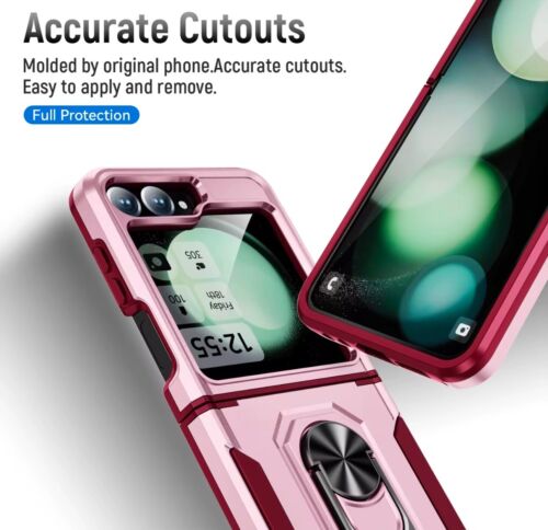 Funda protectora de teléfono para Samsung Galaxy Z abatible 6 anillo de metal con soporte cubierta - Imagen 3 de 5