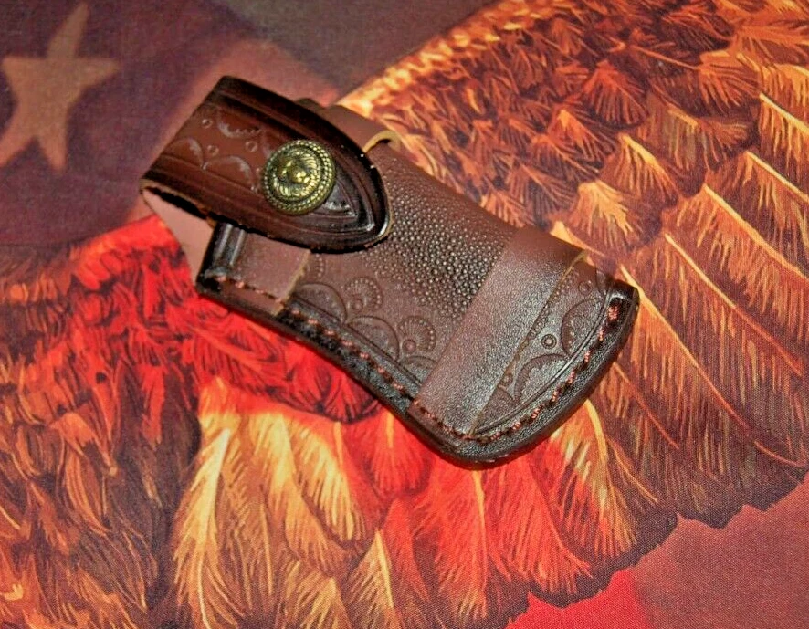 24 CARET ПОЗОЛОЧЕННЫЙ JACKNIFE И КОЖИ ЗАПАДНЫЙ СТИЛЬ, КОБУРА - Изображение 3 из 4