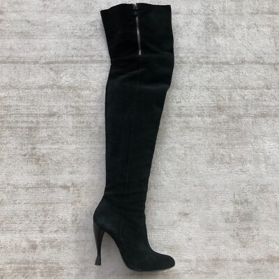 EMPORIO ARMANI Women's Suede Boots Black with a Zipper Size