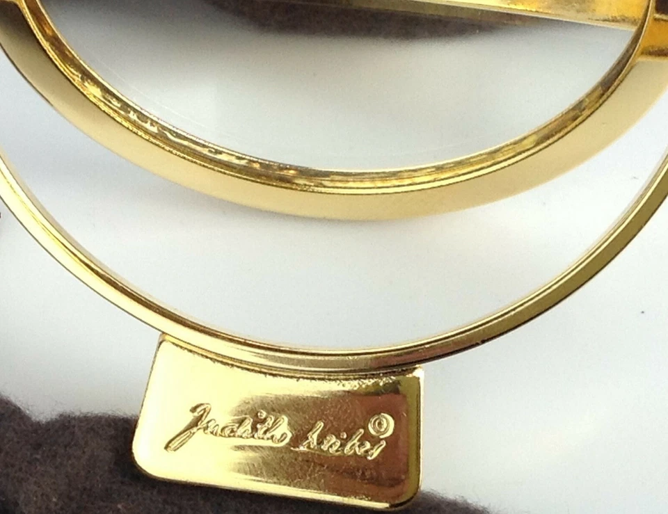 Italia JUDITH LEIBER Juego de peine espejo grande dorado en bolsa original, 2,5" de diámetro Foto 3 de 4