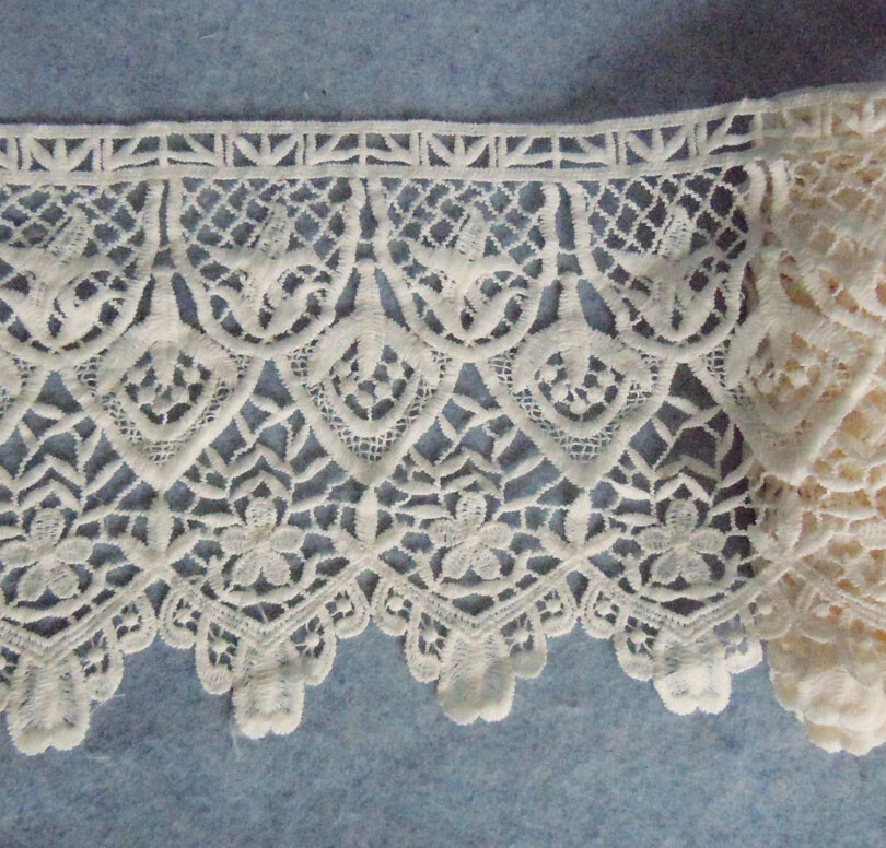 3 Yards 6'' Wide Cotton Blend Crochet Victorian Floral Lace Trim Cream m0261 - Image 2 of 2
