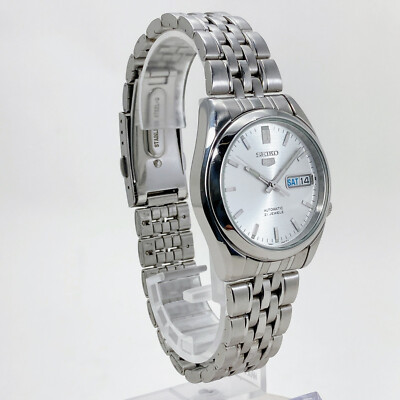 SEIKO 5 7s26-01v0　snk355 SEIKO 5 Automatic Silver tone 21 Jewels Day Date Mens Watch