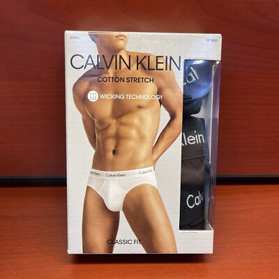 Calvin Klein 3-Pair Men's Hip Brief Underwear Cotton Blend Classic Fit Black