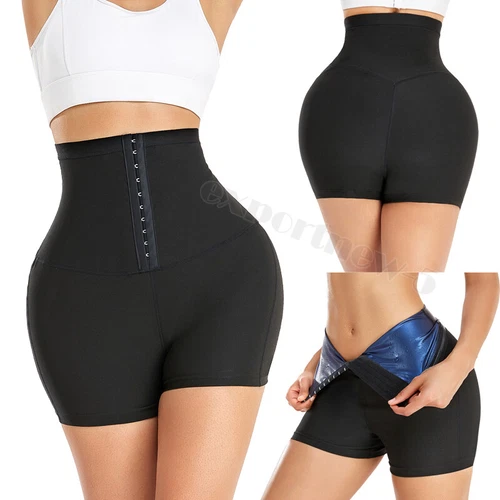 Damen Neopren Sauna Schweiß Body Shaper Slim Shorts Taillentrainer Thermo Leggings - Bild 13 von 38