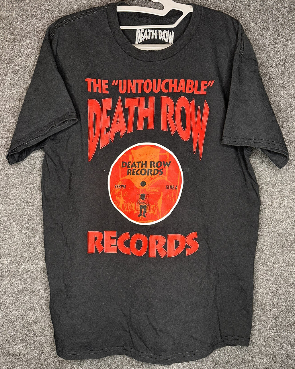 FILA Camicia da uomo Death Row Records taglia large hip hop rap ripple junction nera e rossa