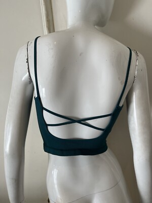 FP MOVEMENT FREE PEOPLE Teal Green Strappy Criss Cross Cropped