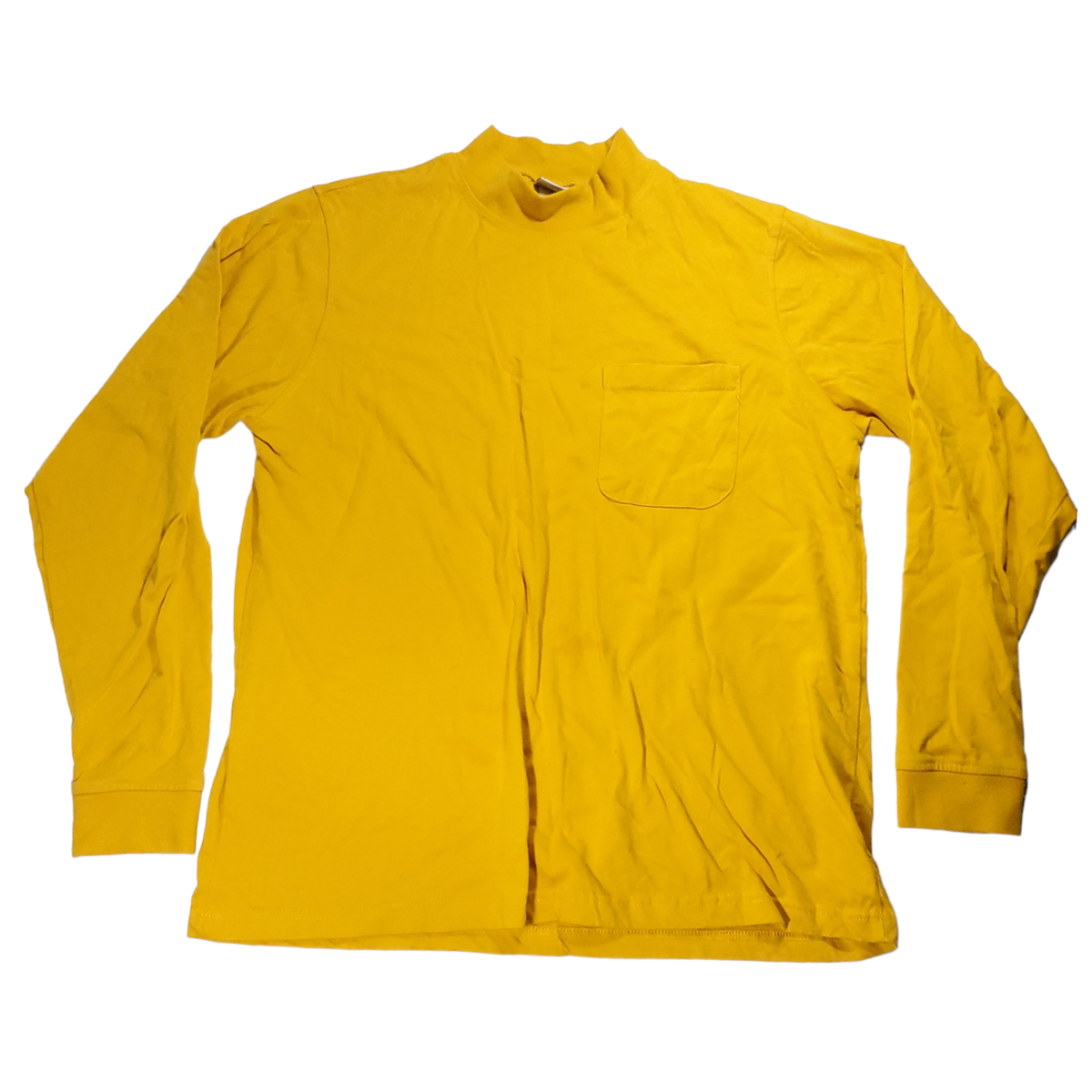 Haband Long Sleeve Mock Neck T-Shirt Mens L Bright Yellow Casual Base-Layer