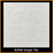 Polystyrene Glue Up Ceiling Tiles 20x20 R29 White Pack of 8 (21.12 s/f)